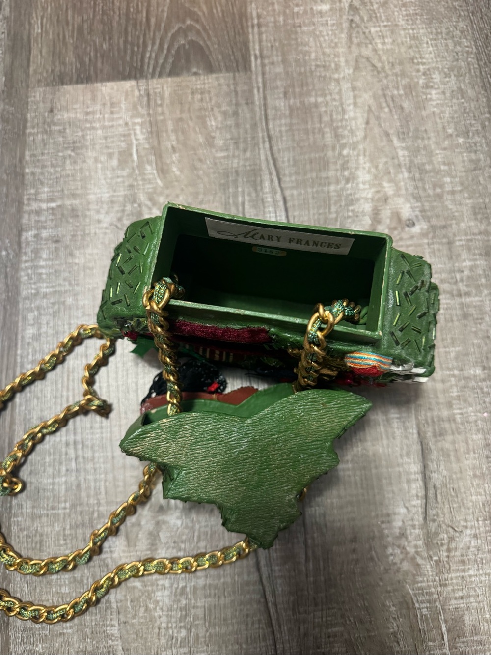 Mary Frances Green Velvet Santa Tree Embellished Crossbody Bag - Picture 4 of 4